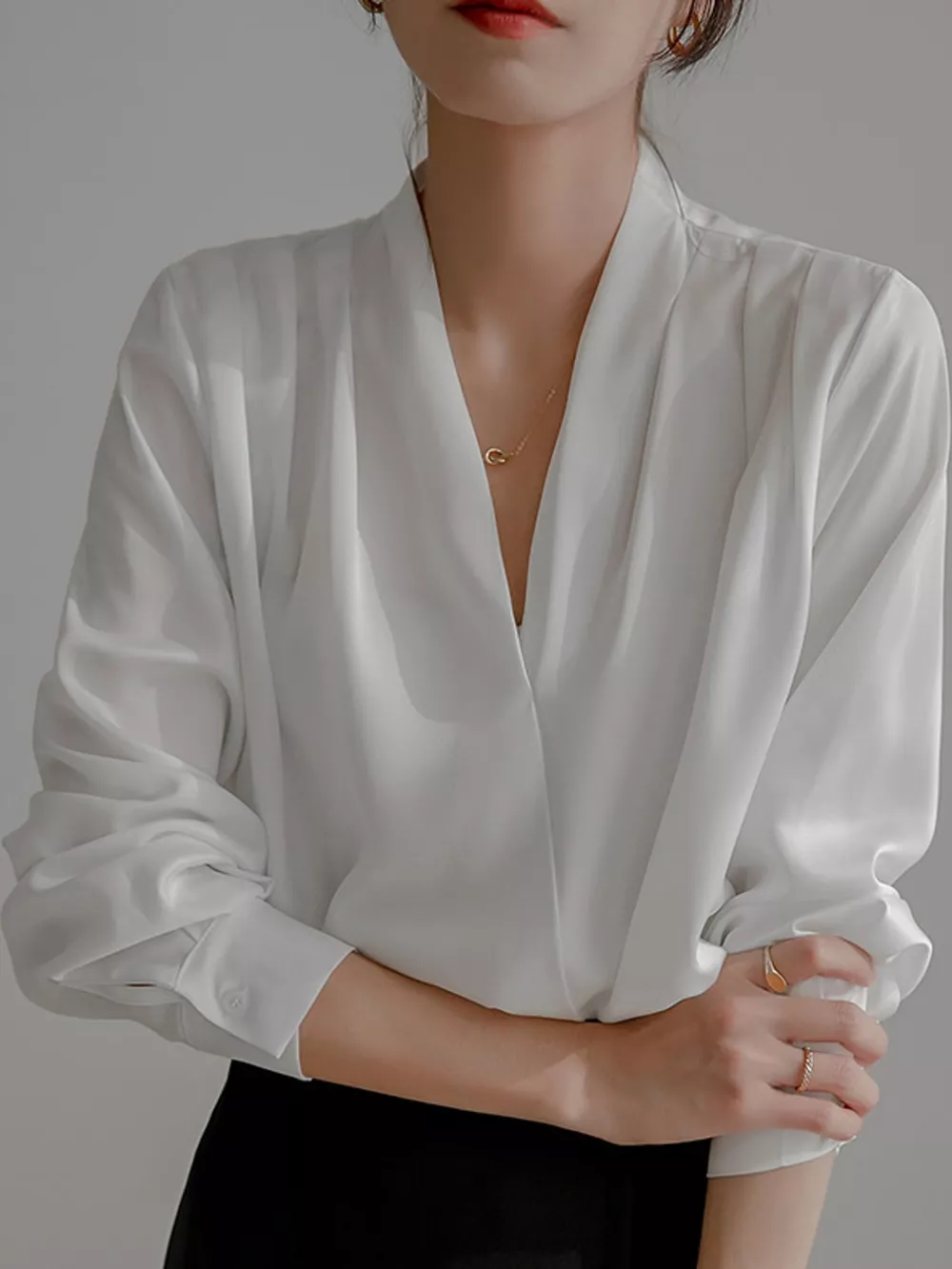 Long Sleeve Satin Blouse, image 2