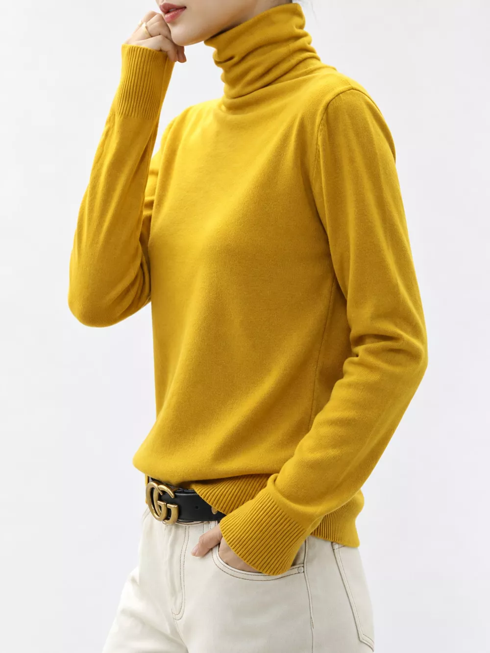 Full Size Slim-Fit Turtleneck Knit Top Plus Size, image 35