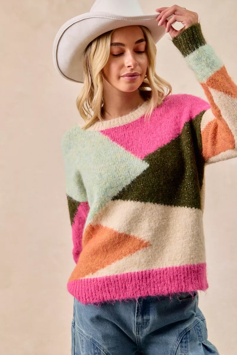 Multi Color Block Sweater Top, image 9