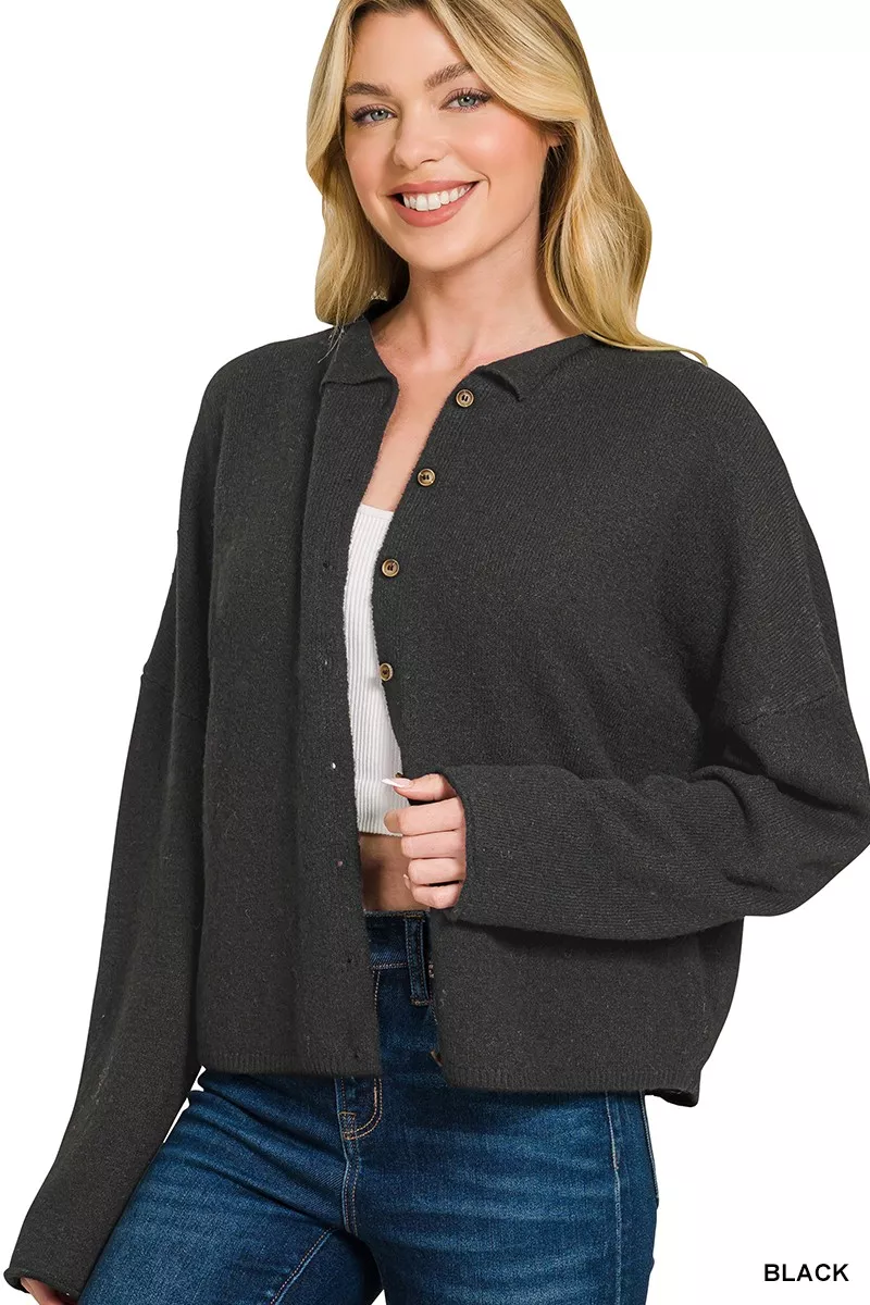 Collared Button Down Cardigan Sweater, image 3