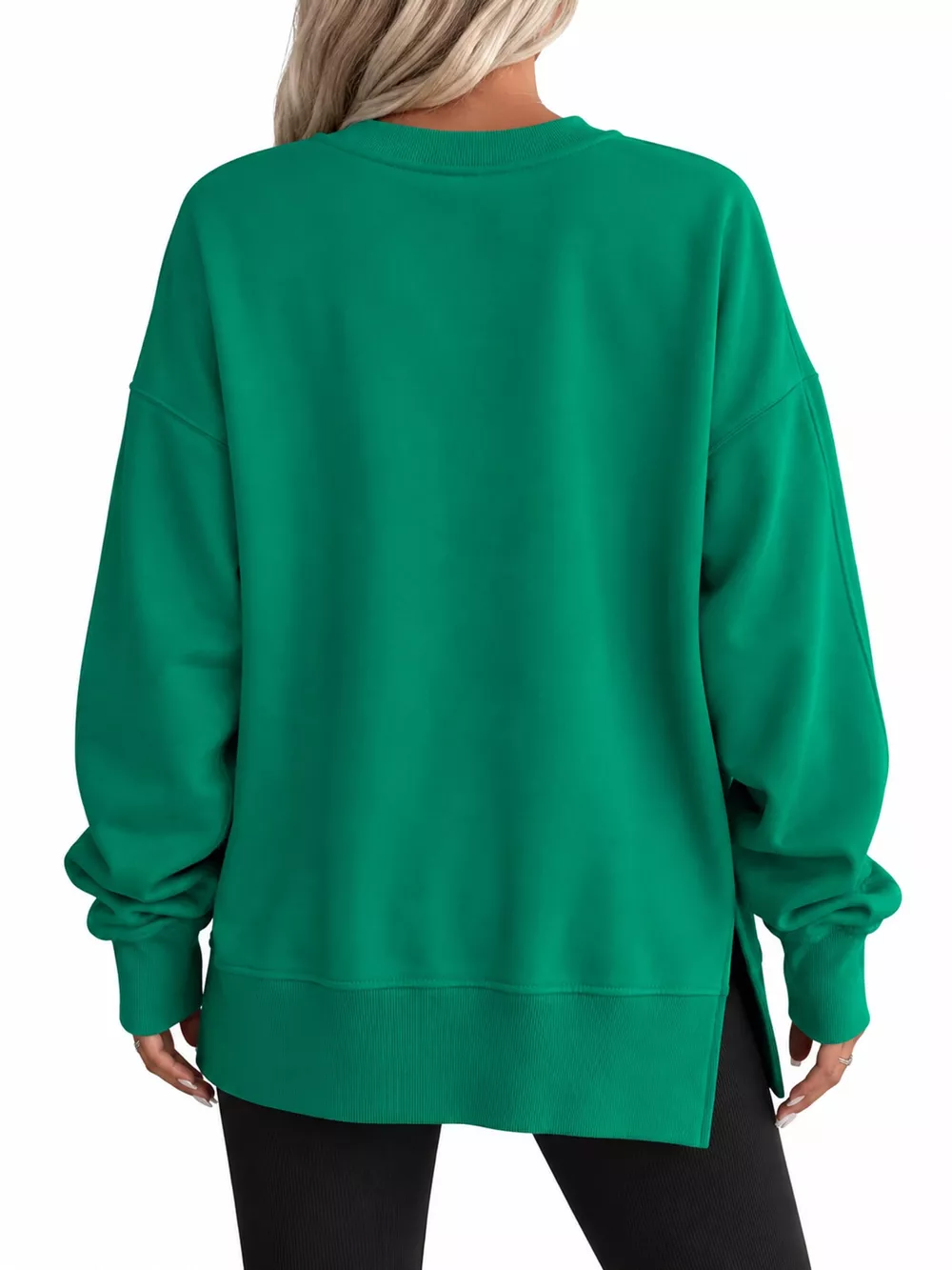 Oversized Crew Neck Sweatshirt with Side Slit, image 14