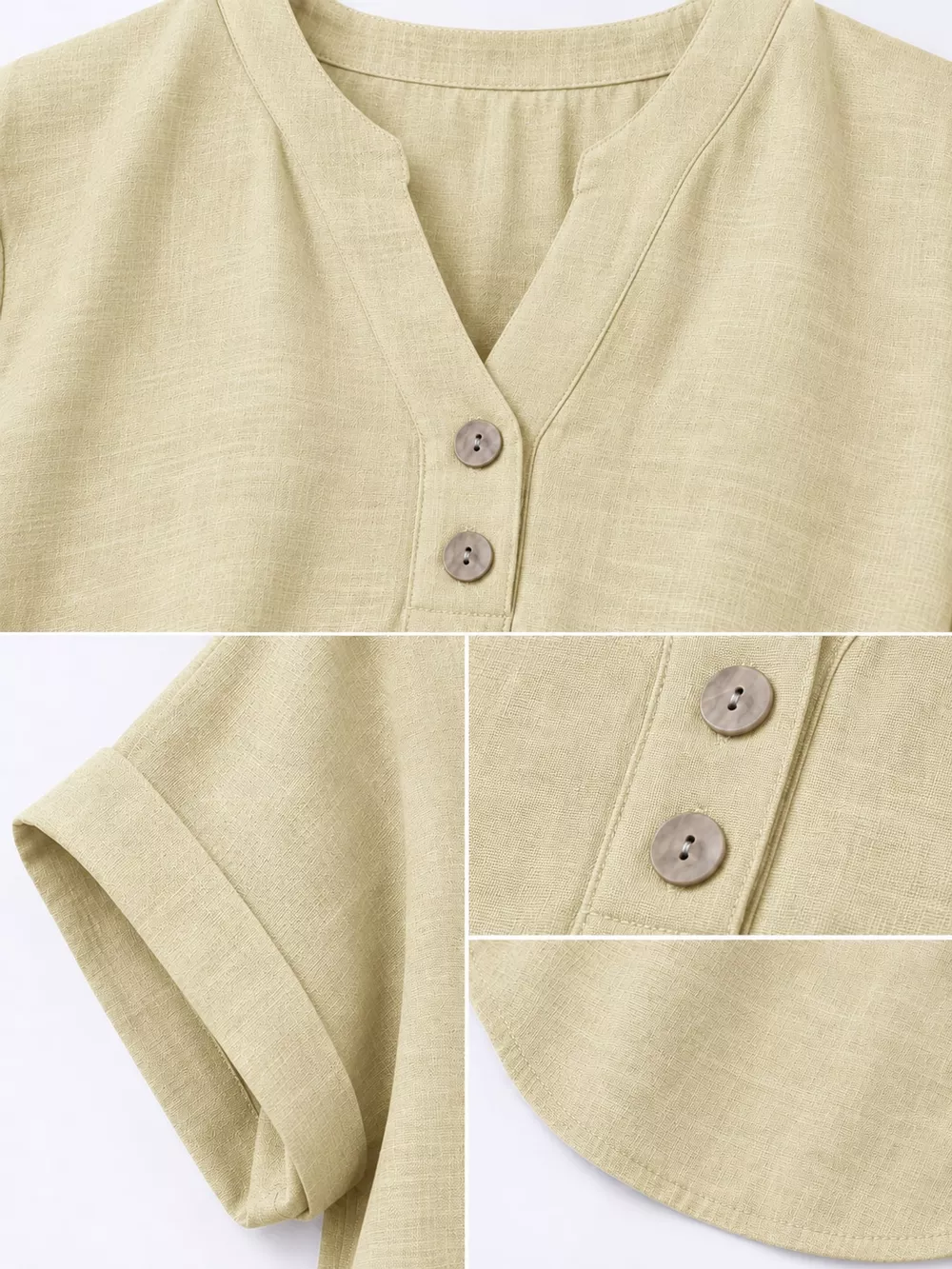 Full Size Button Detail Short Sleeve Blouse Plus Size, image 20
