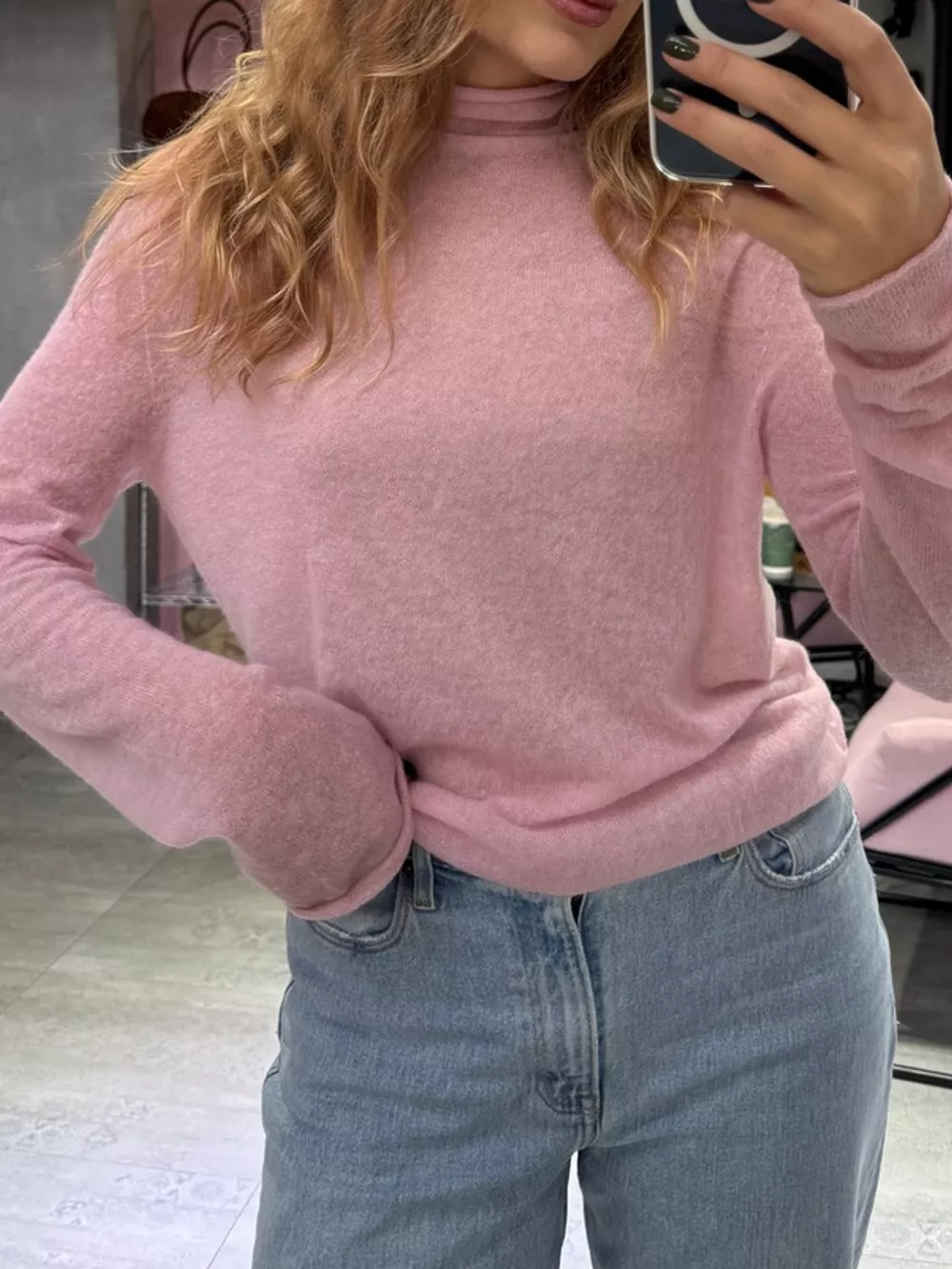 Sheer Turtleneck Knit Top, image 9
