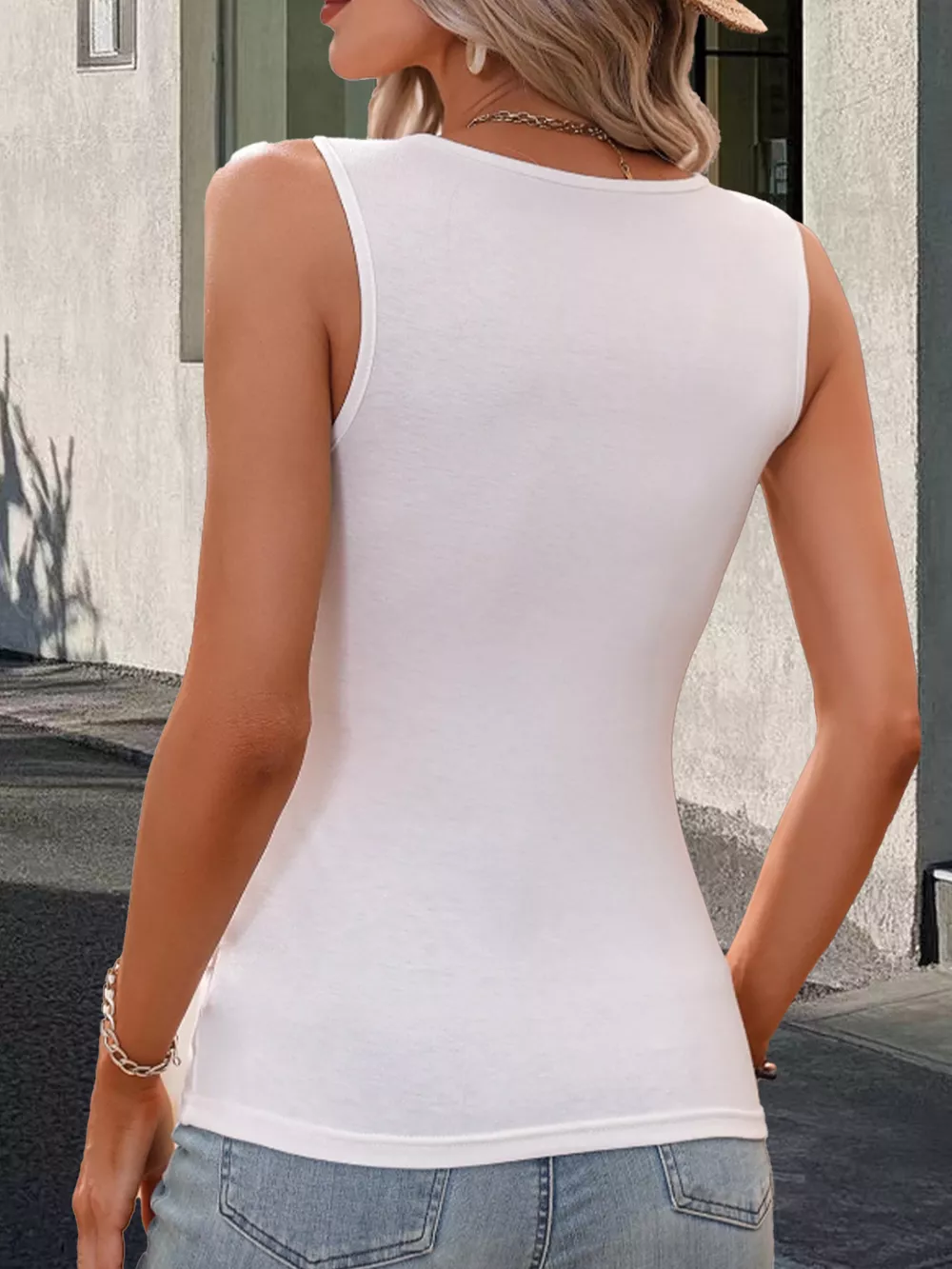 Surplice Button Decor Tank Top, image 7