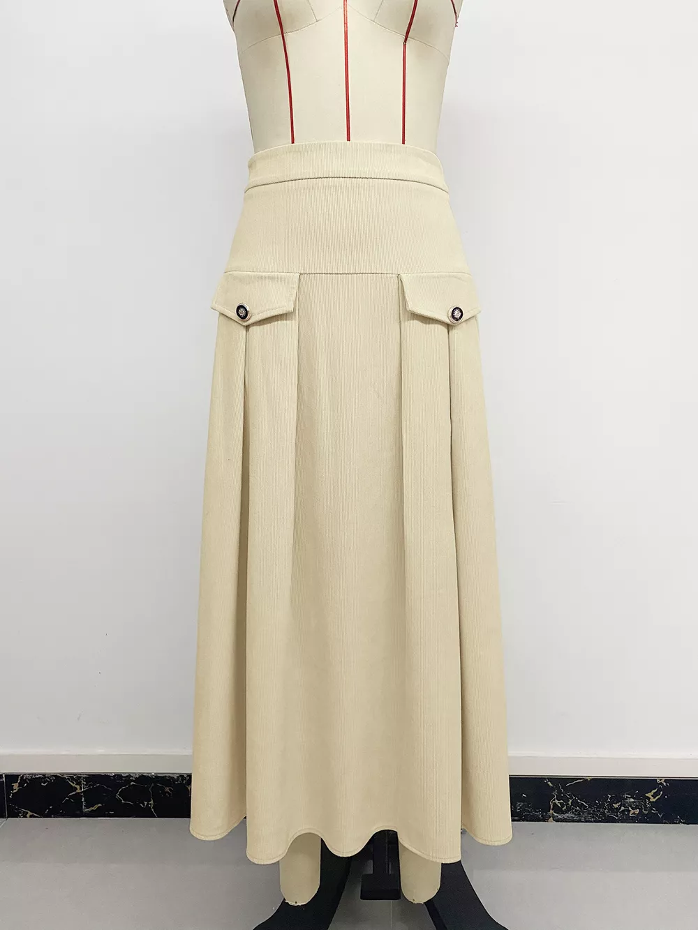 High Waist Pleated Midi Skirt, image 7