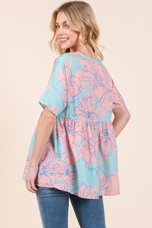 Floral Babydoll Tunic Top, image 2