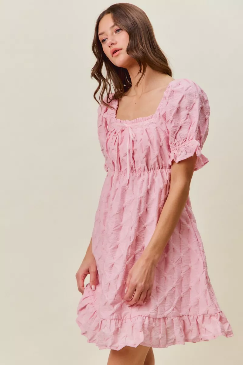 Texture Woven Ruching On Bust Mini Dress, image 2