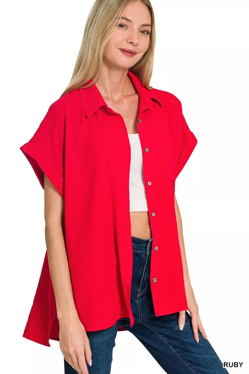 Woven Airflow Button Down Shirt, image 3
