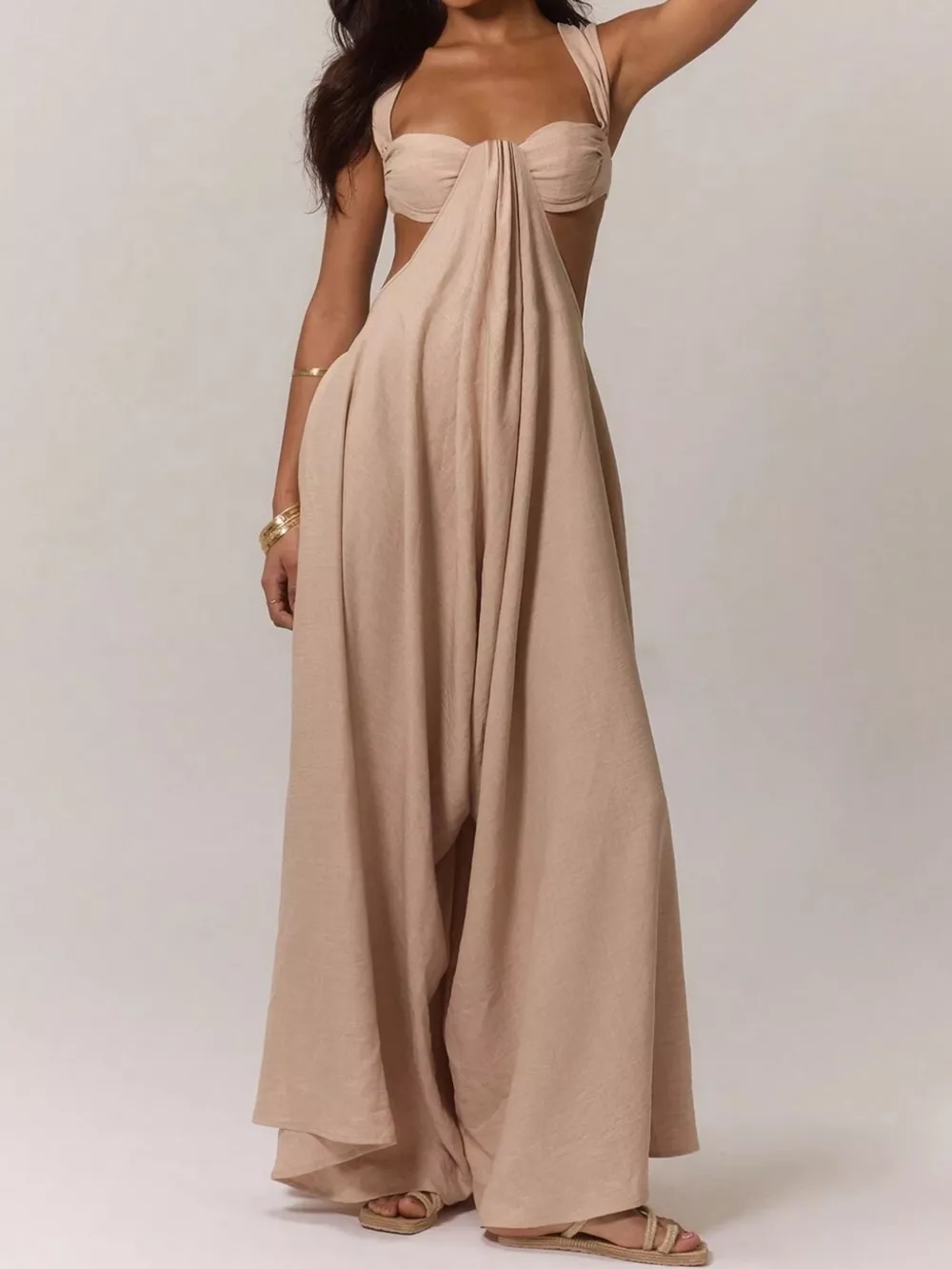 Backless Wide-Leg Jumpsuit with Cut-out Detail, image 2