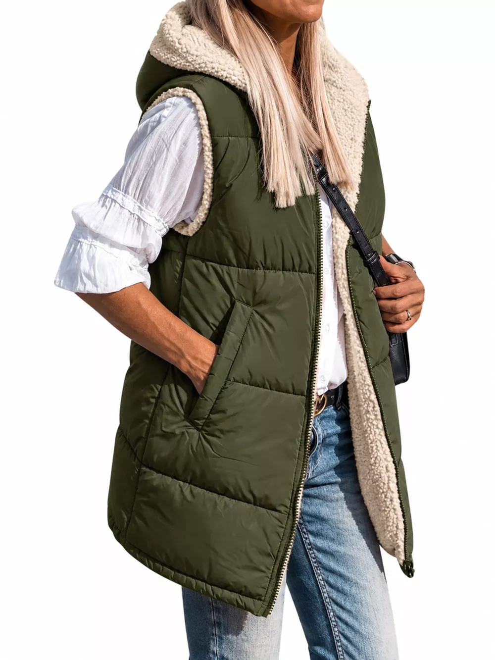 Full Size Hooded Sherpa-Lined Puffer Vest Coat Plus Size, image 13
