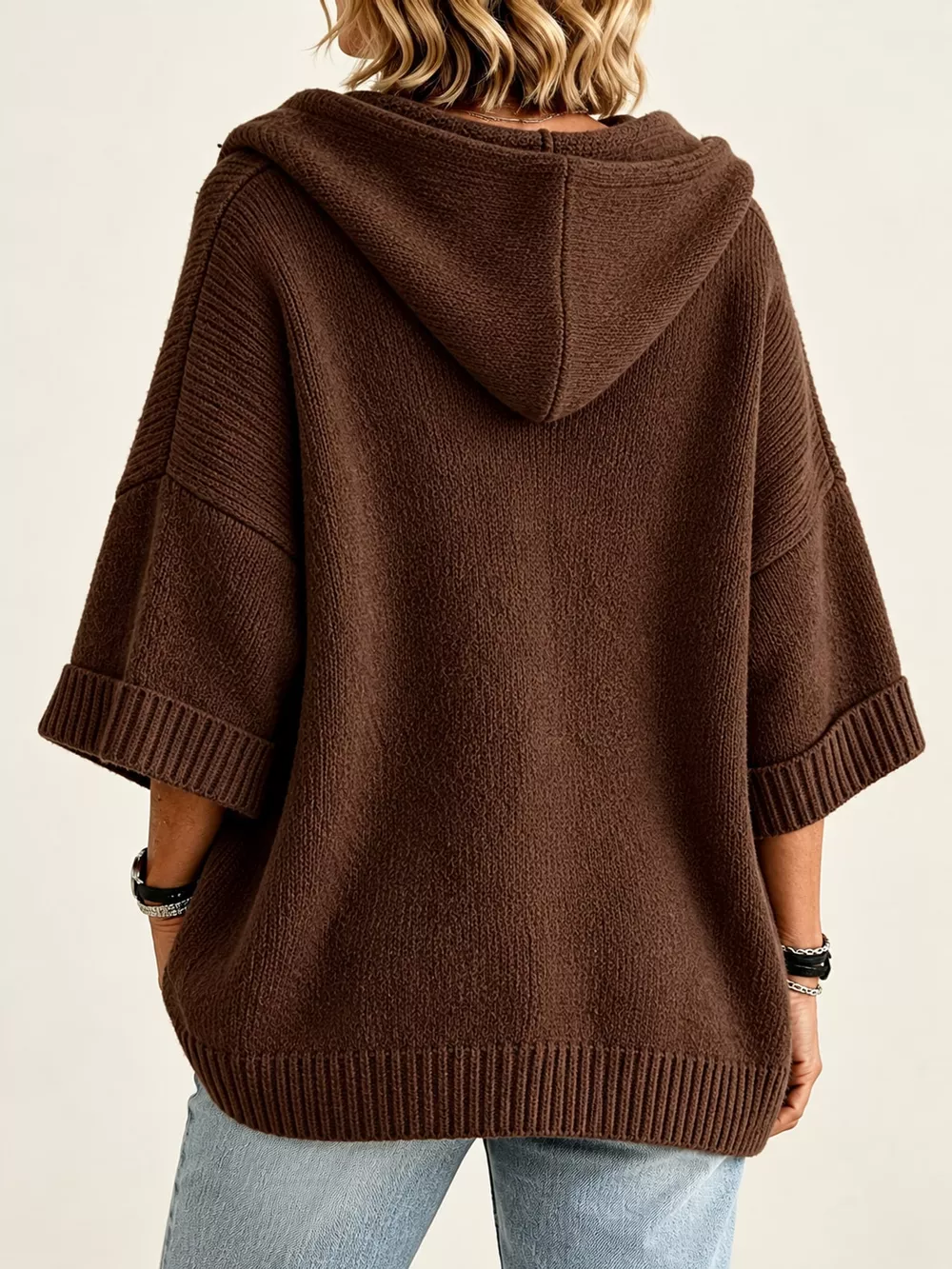 Full Size Hooded Open-Front Knit Cardigan Plus Size, image 22