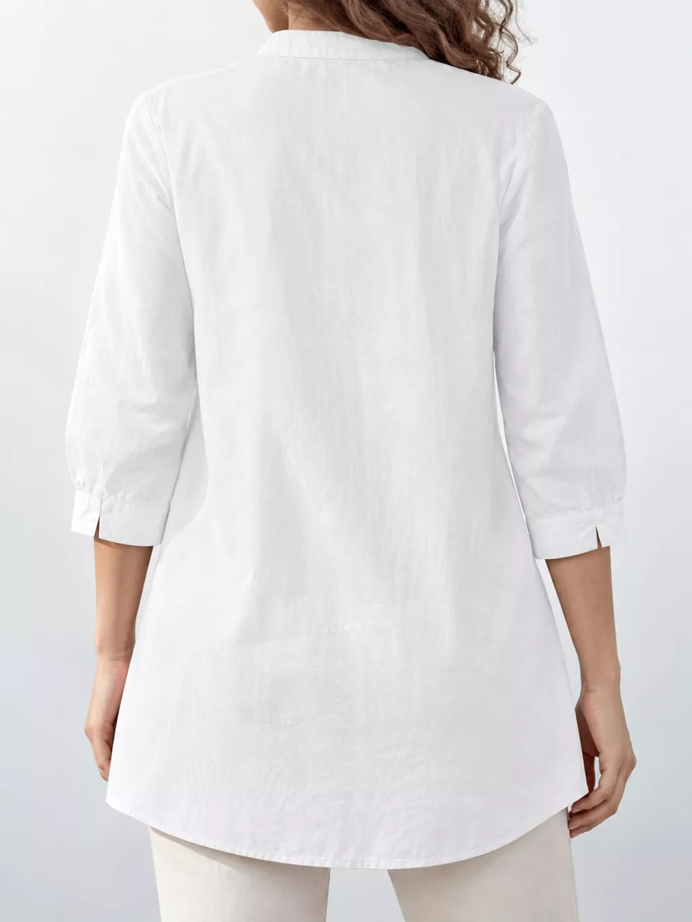 Full Size Button Detail 3/4 Sleeve Blouse Plus Size, image 36
