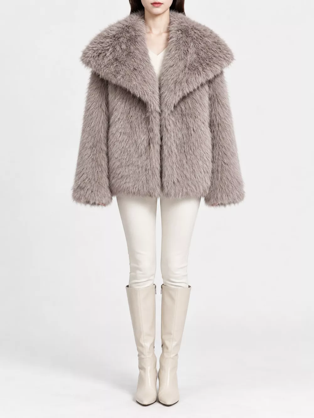 Fox Fur Collar Winter Outerwear, image 28