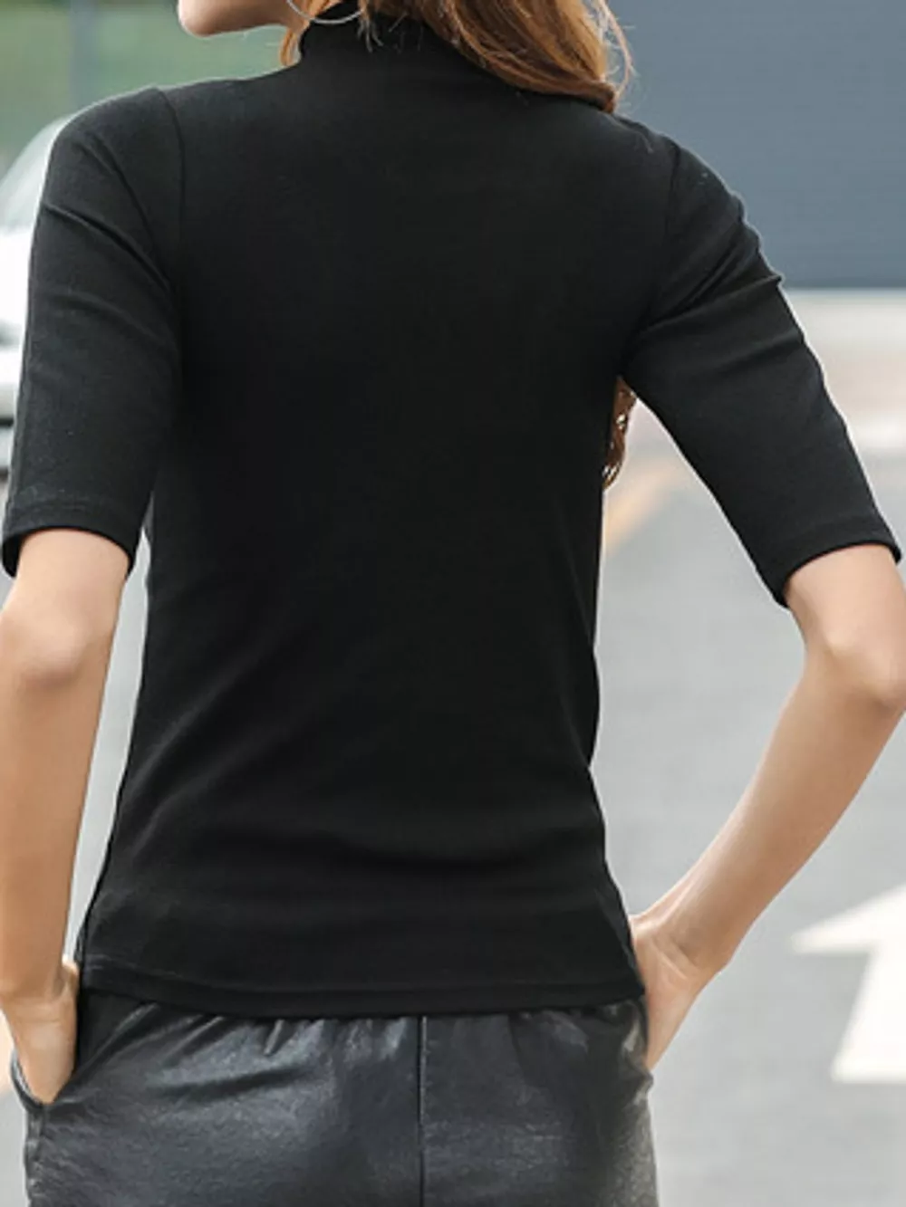 Full Size Mock Neck Half Sleeve T-Shirt Plus Size, image 9