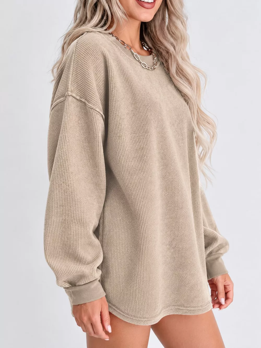 Casual Crew Neck  Dropped Shoulder Sweatshirt, image 2