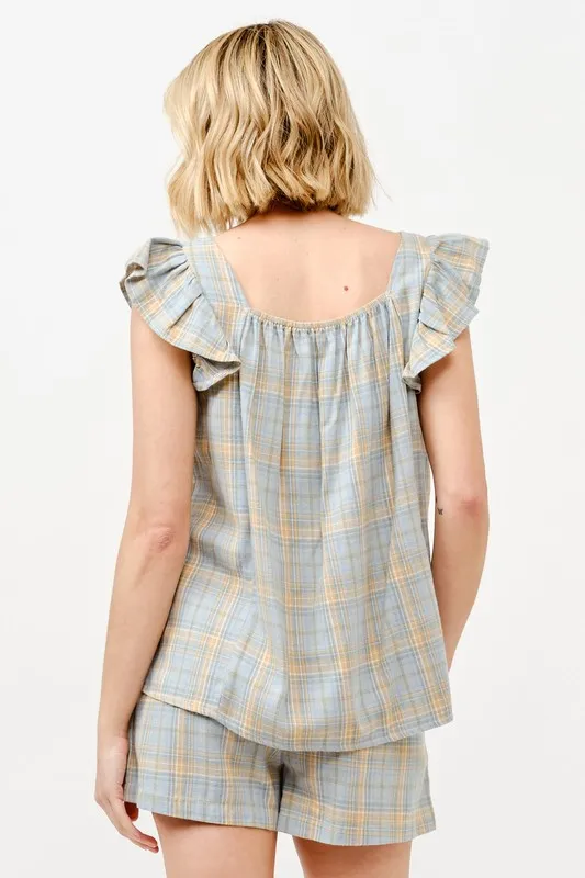 Plaid Print Smocked Detail Casual Shorts, image 8