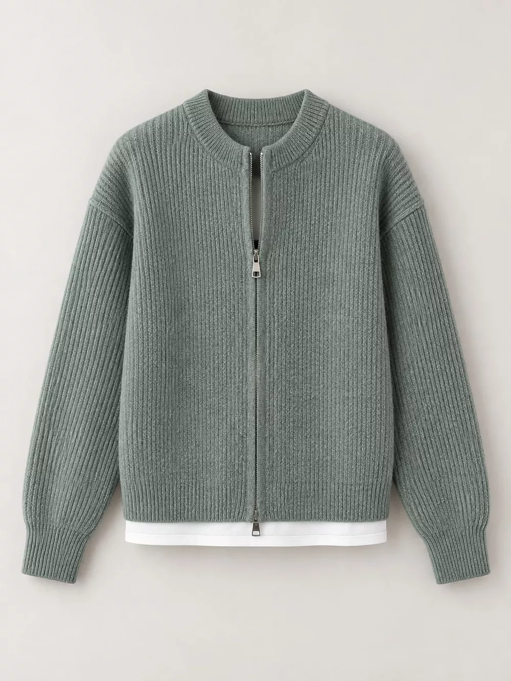 Zip Up Dropped Shoulder Cardigan, image 11