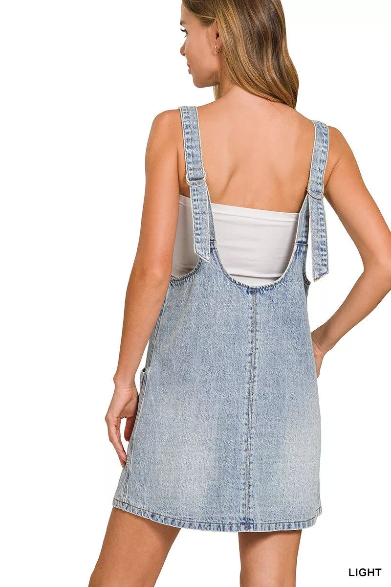 Zenana Denim Overall Dress with Front Pockets, image 5
