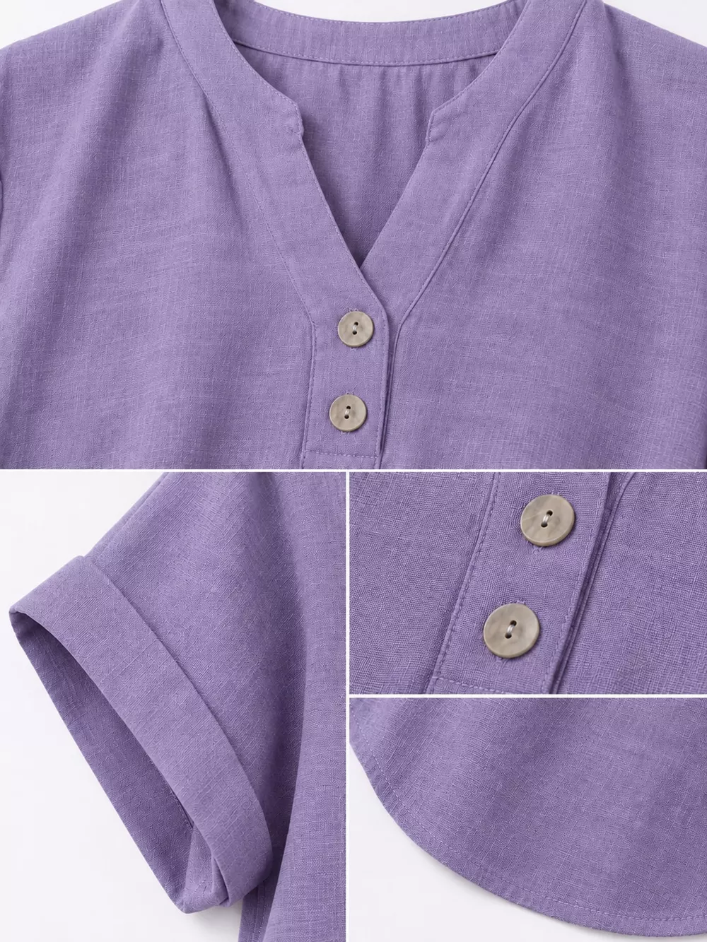 Full Size Button Detail Short Sleeve Blouse Plus Size, image 10