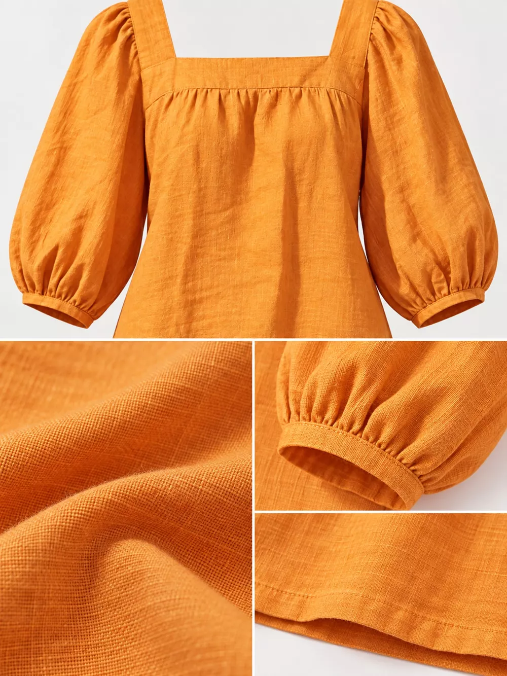 Square Neck Puff Sleeve Mini Dress, image 5