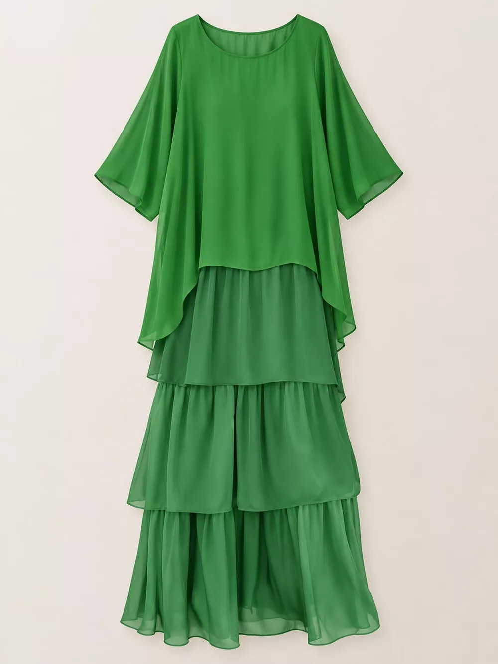 Full Size Layered Batwing Sleeve Maxi Dress Plus Size, image 13