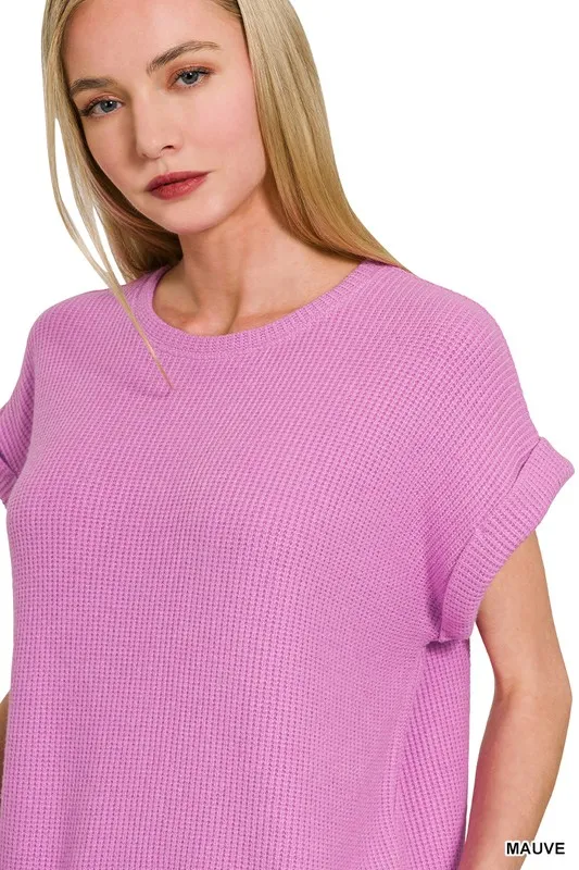 Rolled Sleeve Top and Pants Sweater Set, image 2