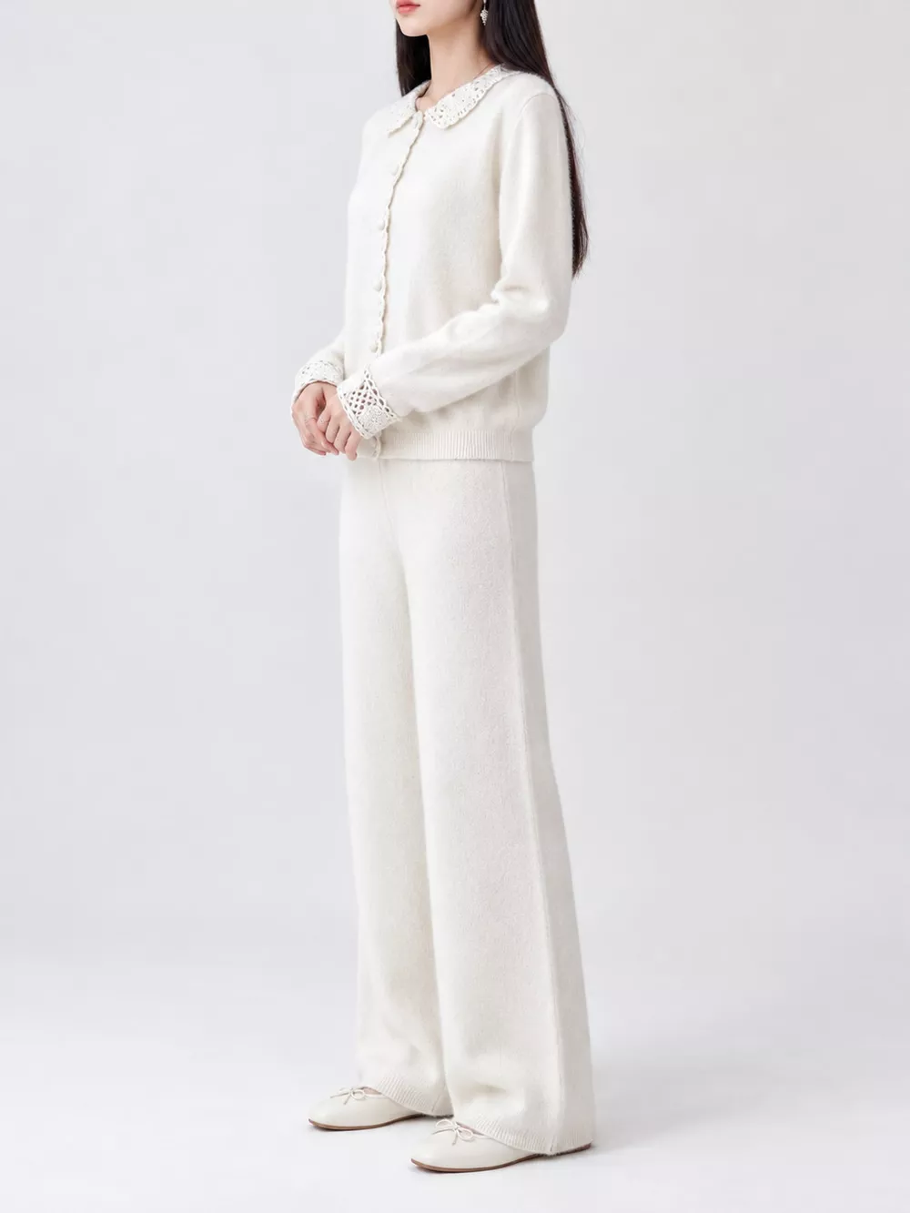 Lace-Collar Button Down Knit Cardigan, image 19