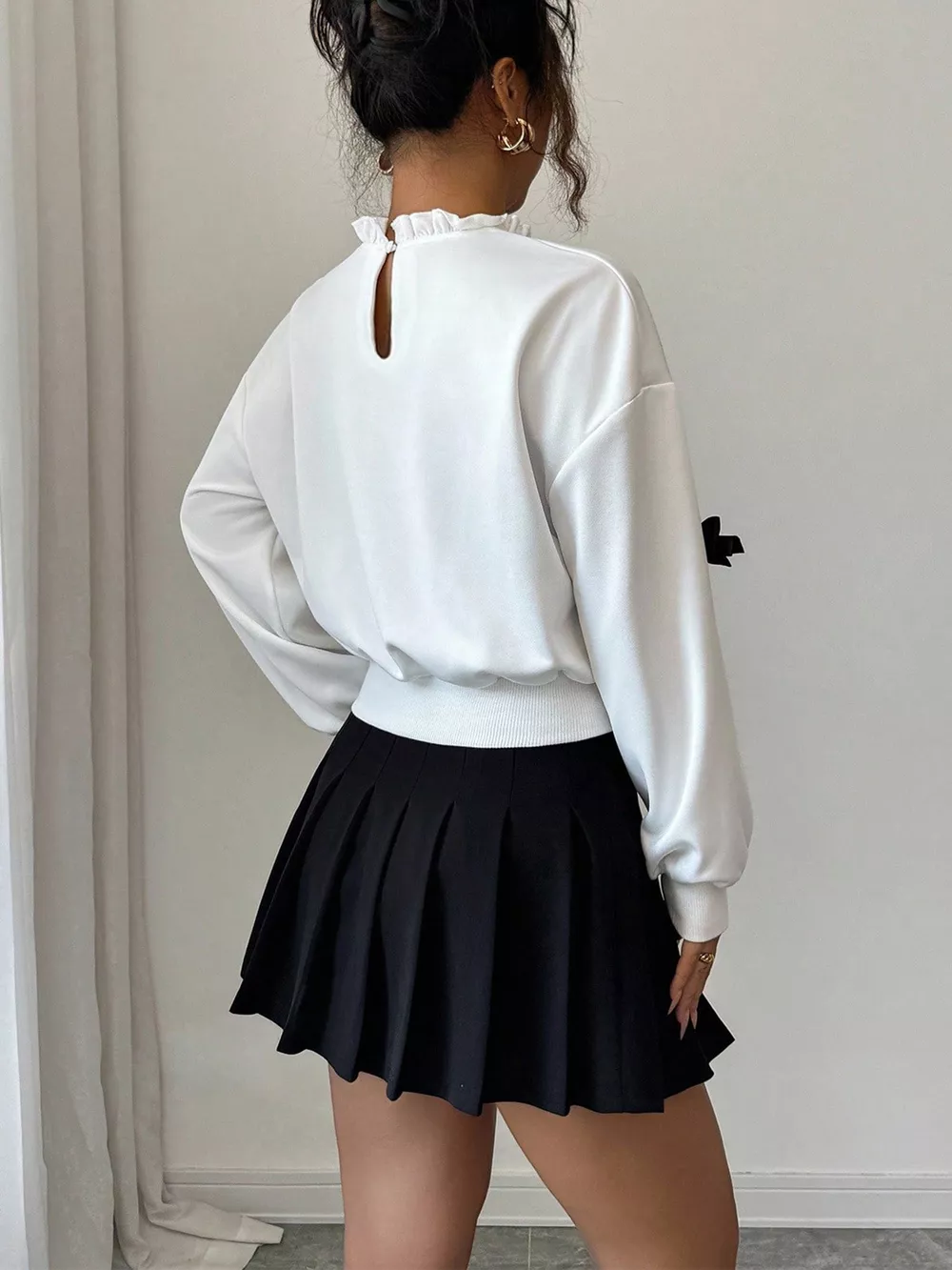 Bow Decor Dropped Shoulder Sweatshirt, image 5