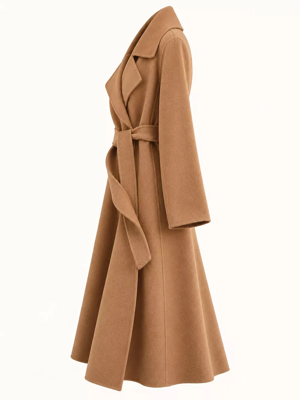 Longline Wool Coat with Waist-Defining Belt, image 7