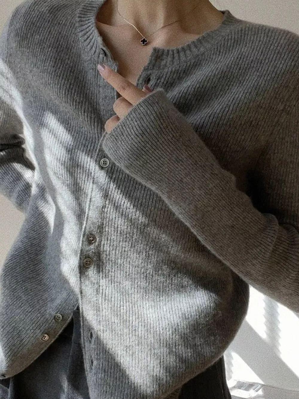 Ribbed Knit Button-Down Cardigan, image 2
