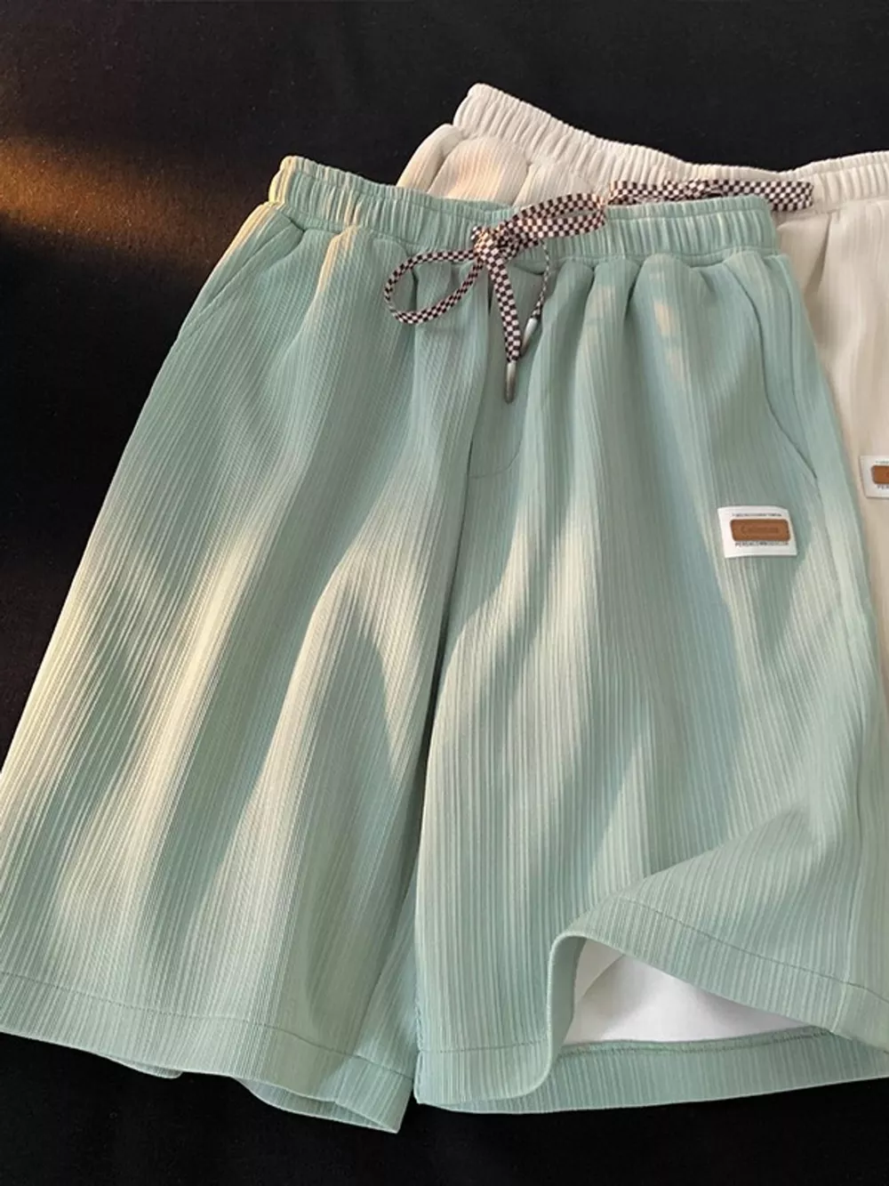 Plus Size Checkerboard Drawstring Casual Shorts