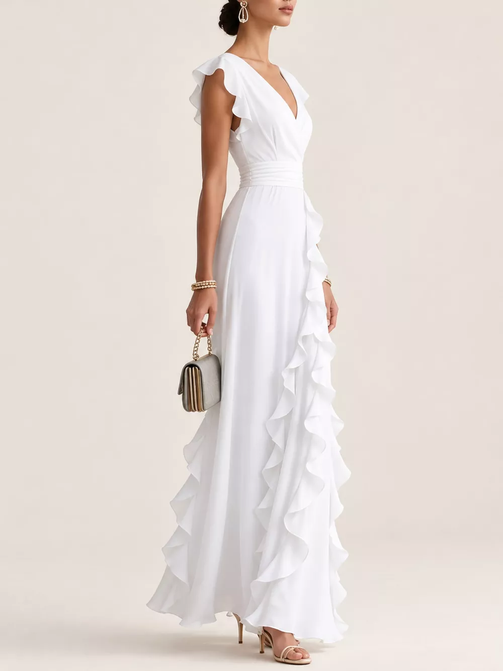 Ruffled Surplice Sleeveless Maxi Dress, image 17