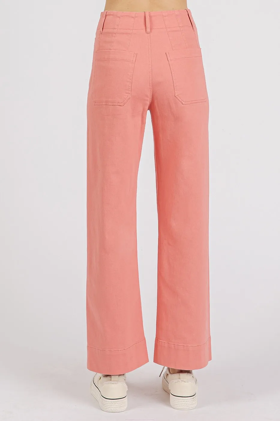 Twill Patch Pocket High Rise Wide Leg Pants, image 4
