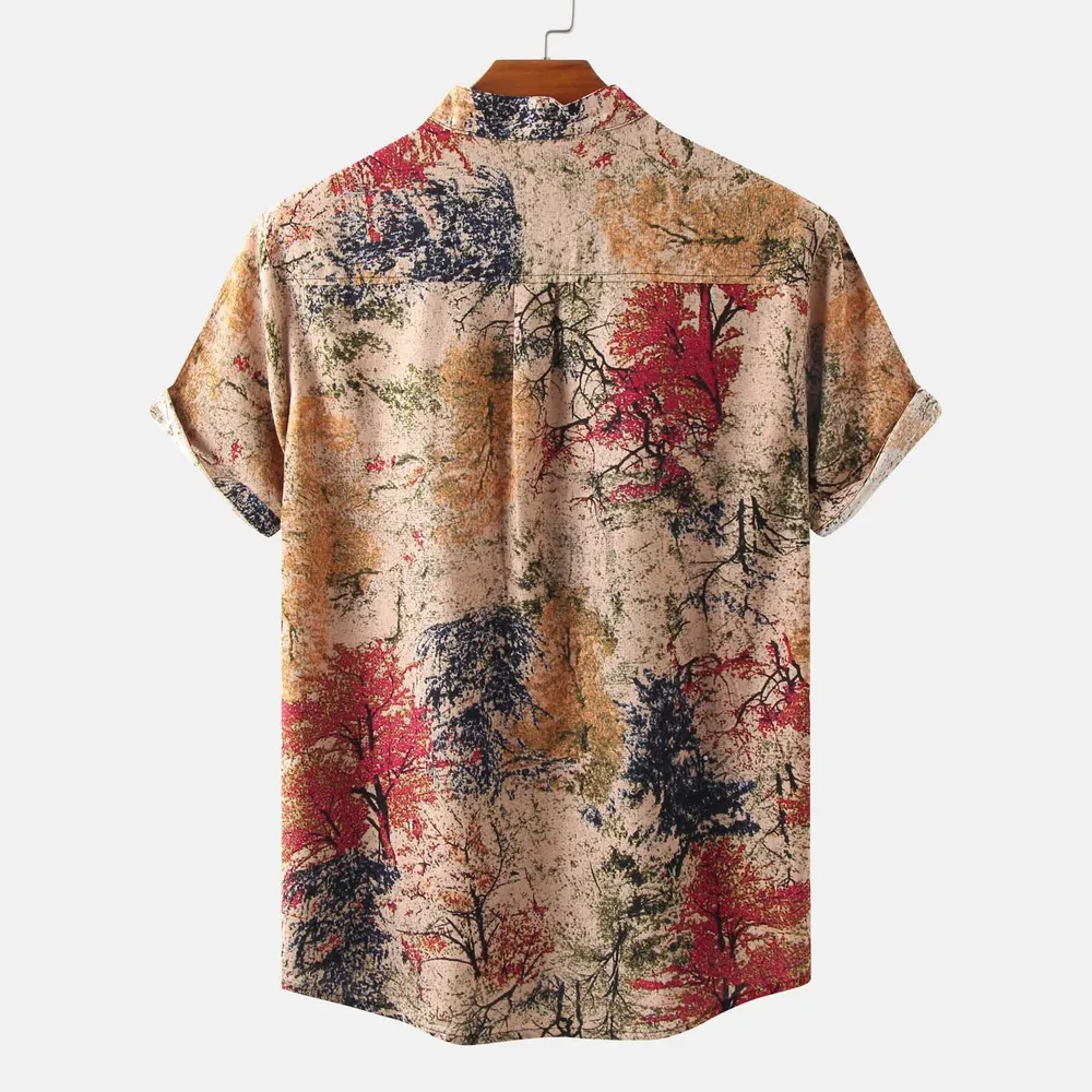Men's Printed Button Detail Short Sleeve Blouse, image 2