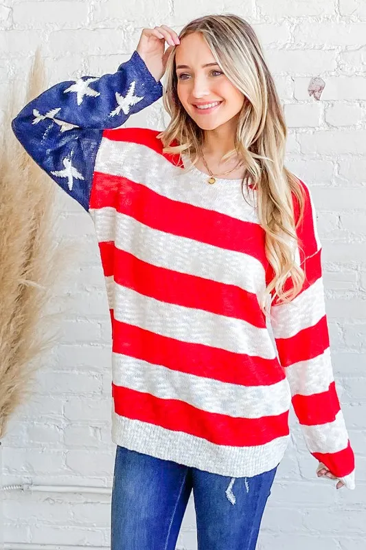 American Flag Long Sleeve Sweater, image 2