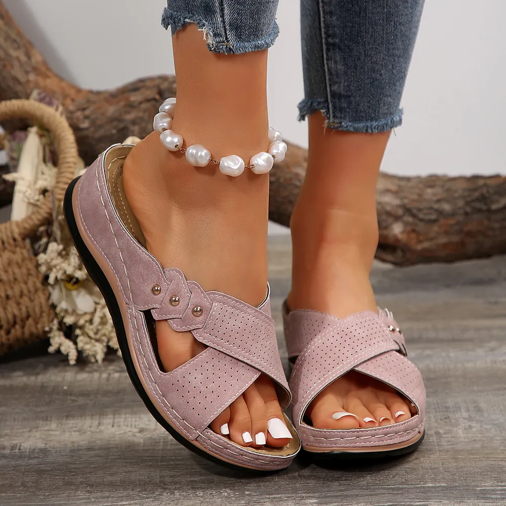 Crisscross Open Toe Wedge Sandals, image 11