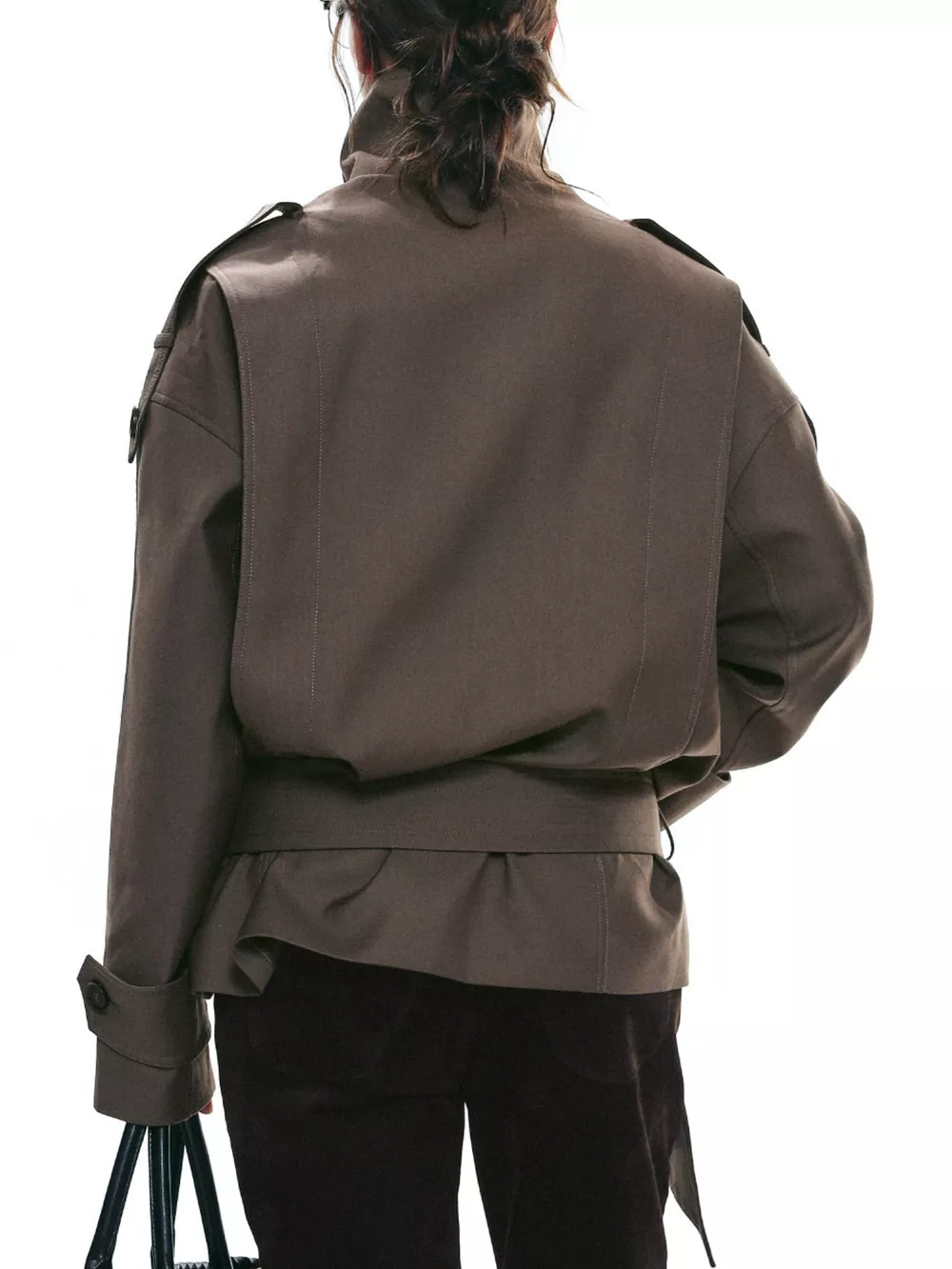 Belted Waist Button Up Trench Jacket, image 4