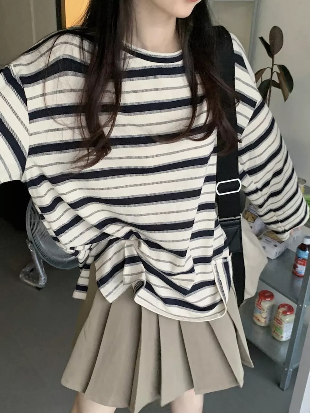 Oversized Striped Crew Neck T-Shirt