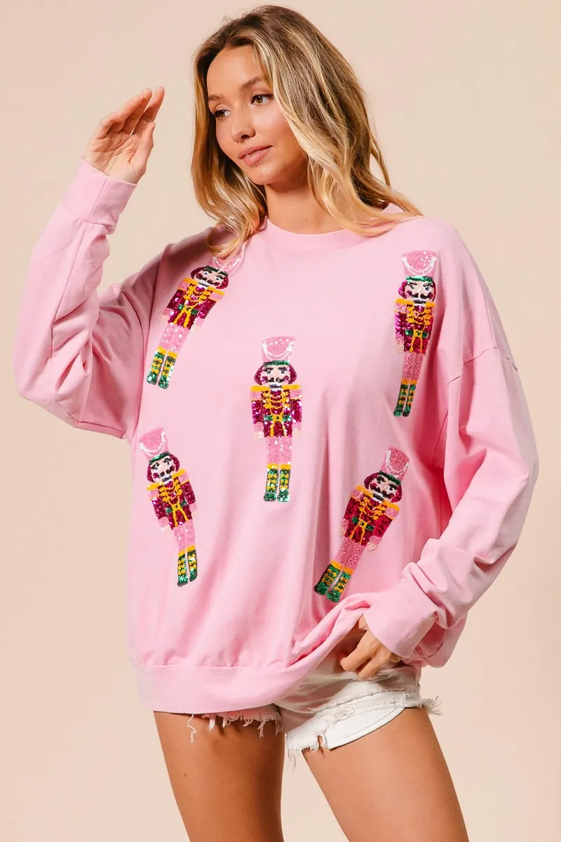 Sequin Nutcrackers Embroidery Christmas Sweatshirt, image 2