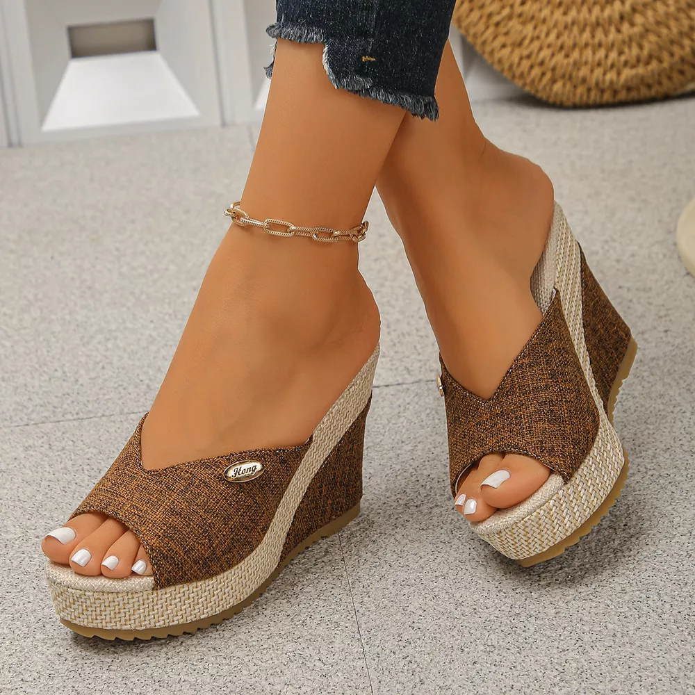 Peep Toe Wedge Sandals, image 8