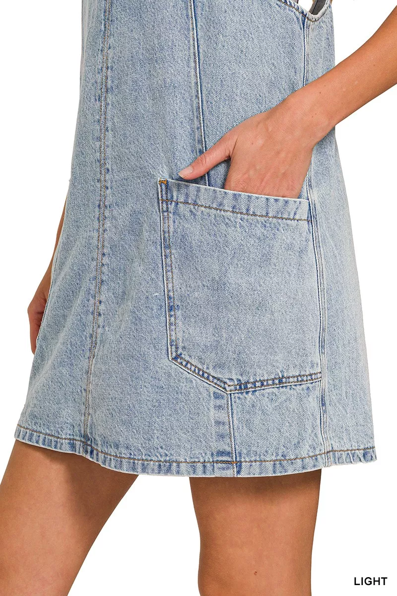 Zenana Denim Overall Dress with Front Pockets, image 9