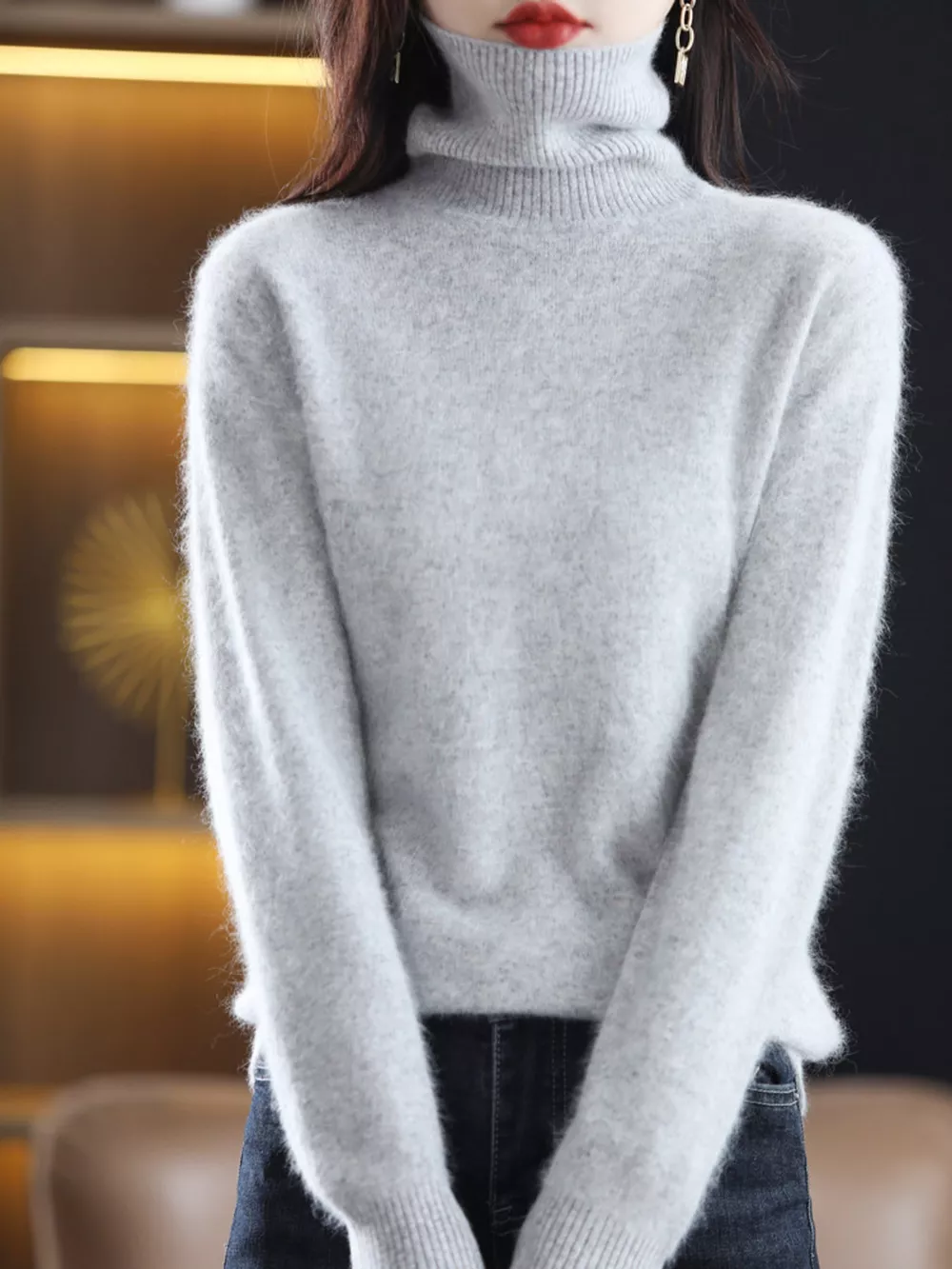 Full Size Turtleneck Long Sleeve Sweater Plus Size, image 11