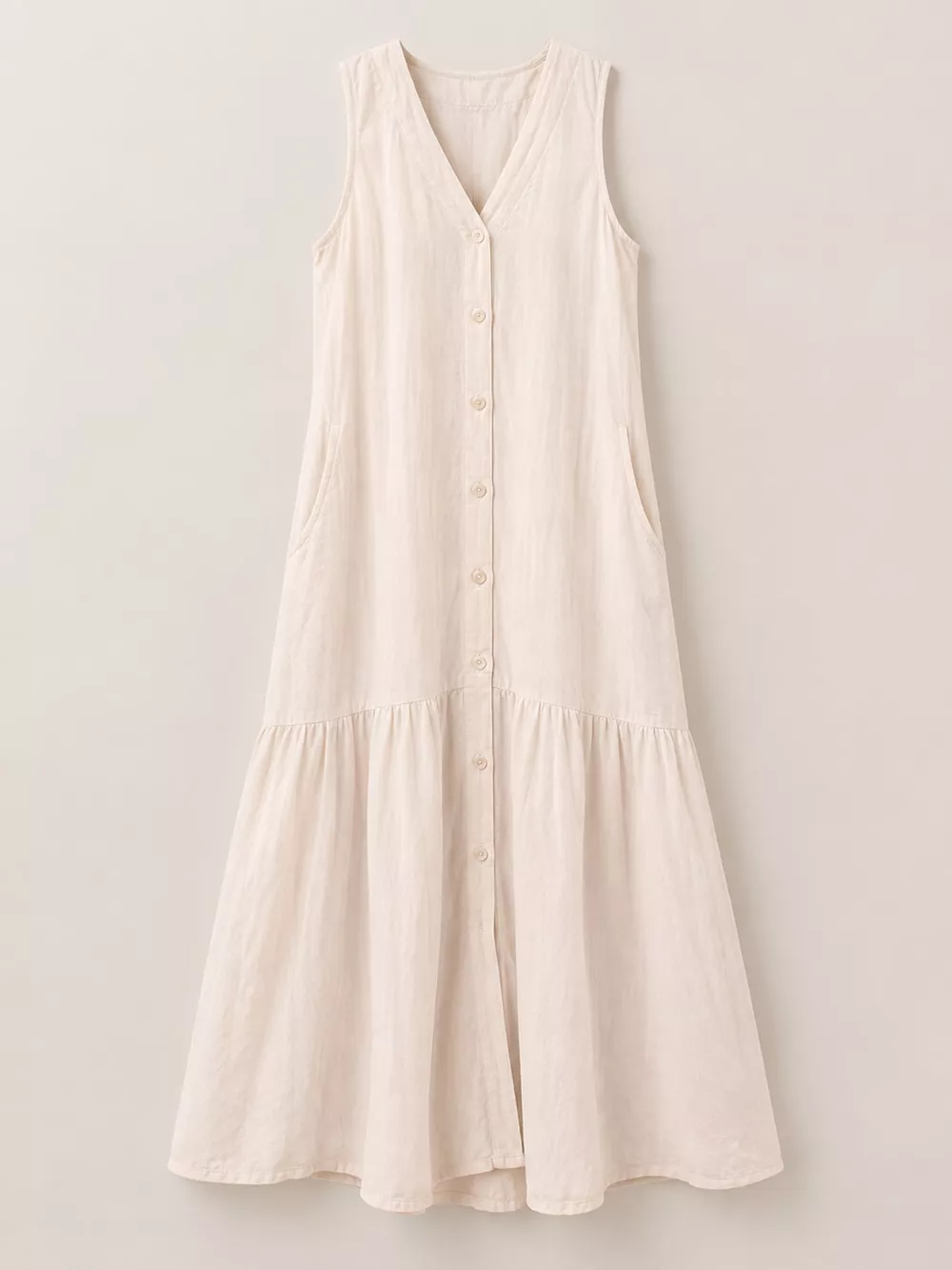 Full Size V-Neck Button Front Sleeveless Midi Dress Plus Size, image 9