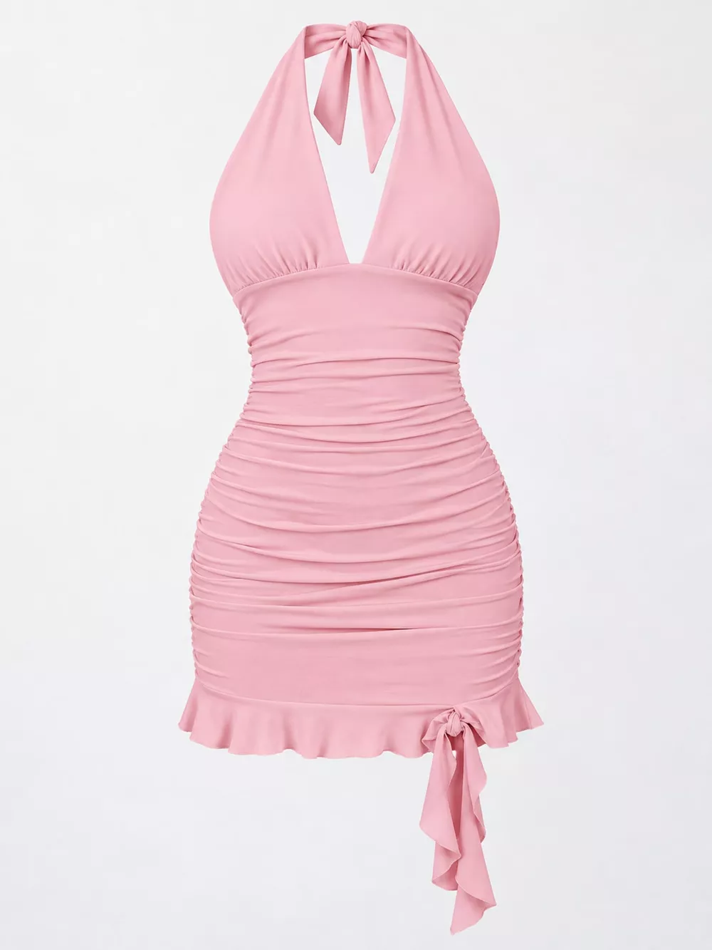 Ruched Halter Neck Bodycon Mini Dress, image 31