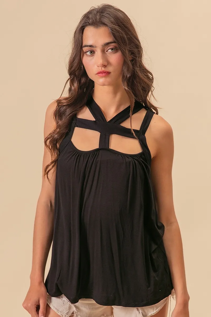 Rayon Span Jersey Cut Out with Straps Detailed, image 2