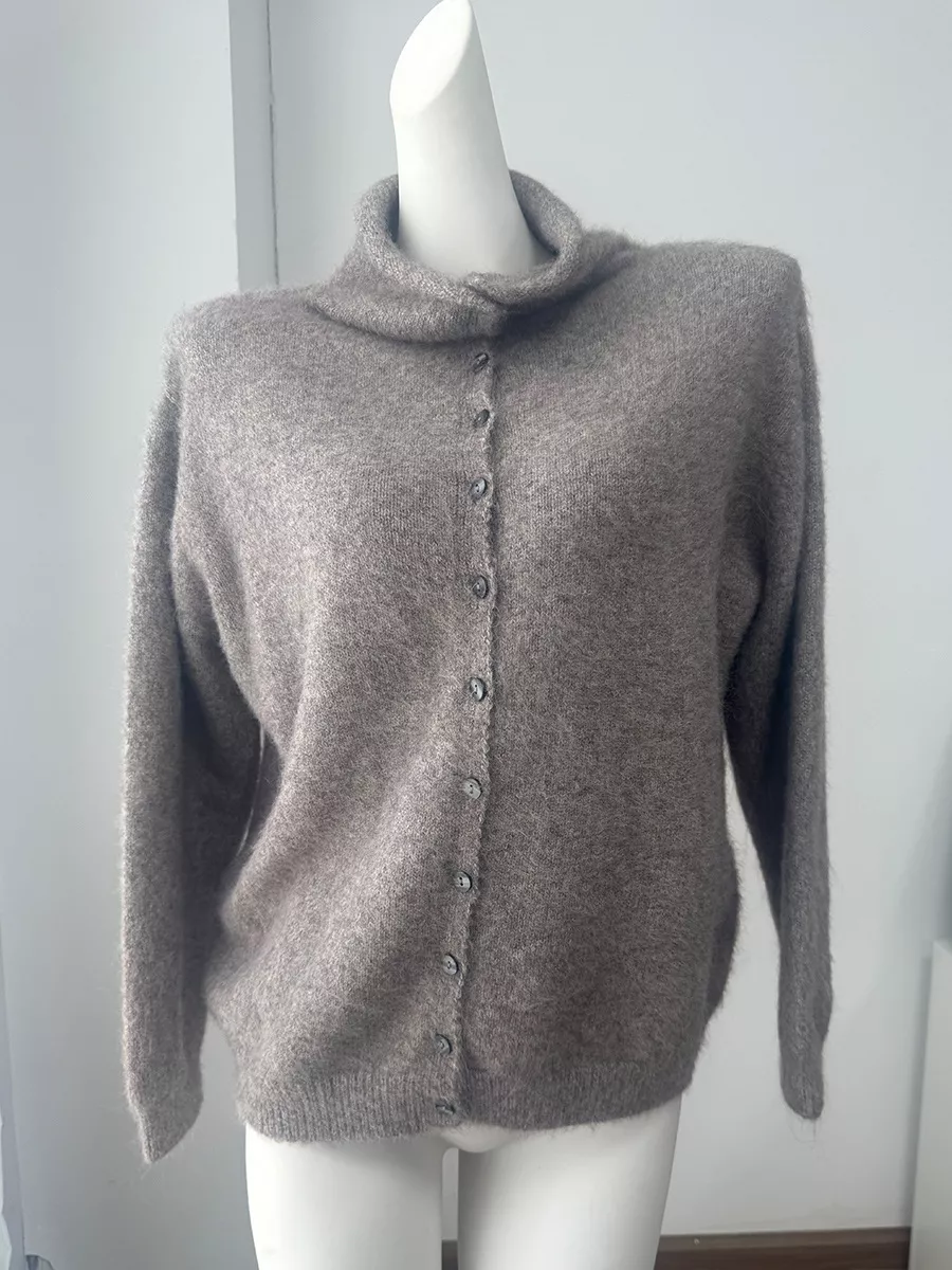 Mock Neck Button-Down Fuzzy Knit Cardigan, image 23