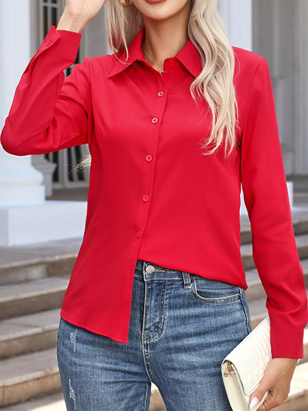 Full Size Button-Down Long Sleeve Shirt Plus Size, image 16
