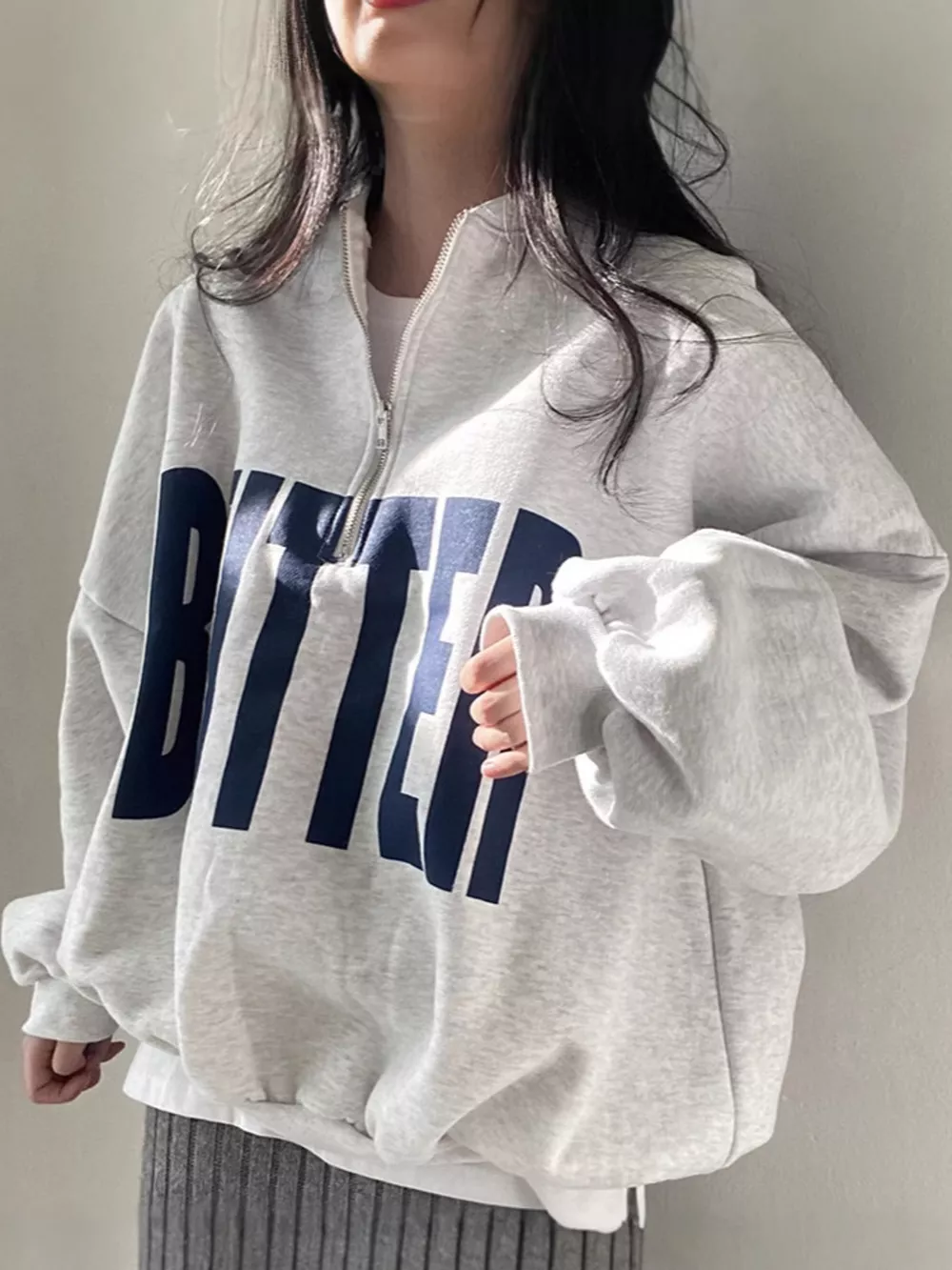 Half-Zip Letter Graphic Sweatshirt, image 13