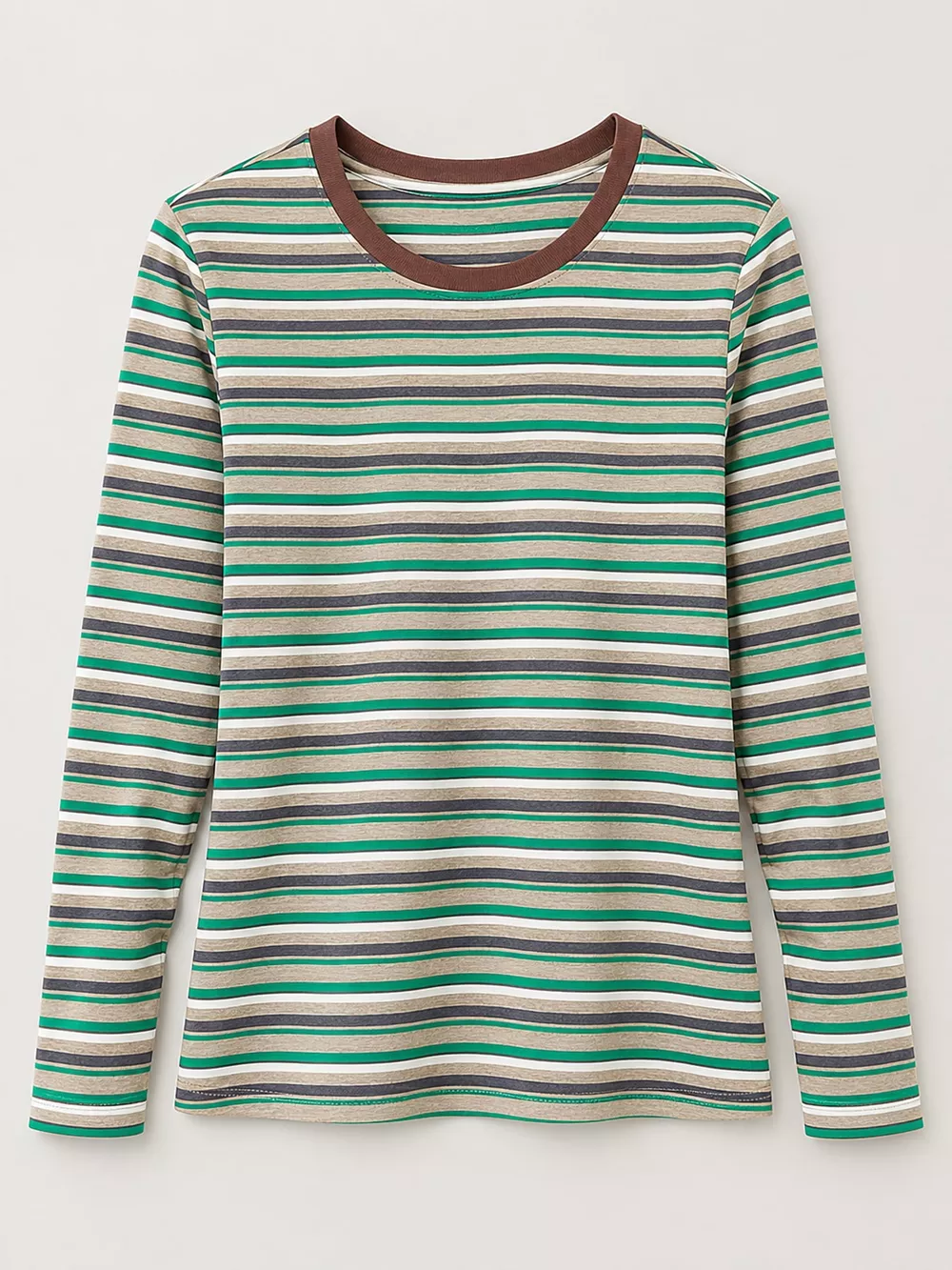 Full Size Long Sleeve Striped Crew Neck Casual T-Shirt Plus Size, image 11