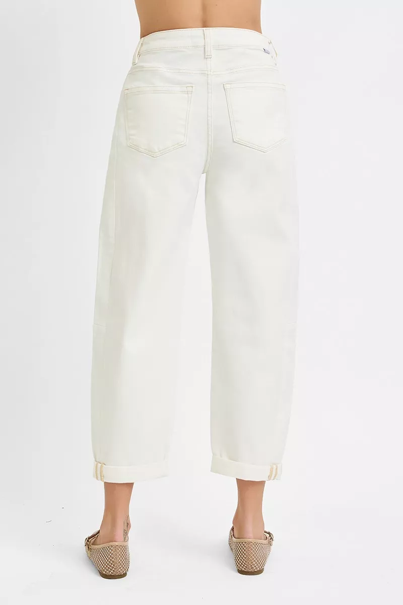 Full Size High Rise Barrel Cropped Jeans Plus Size, image 2